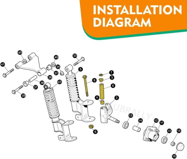 EZGO TXT/PDS Bushing Spindle King Pin Tube Kit - Image 2