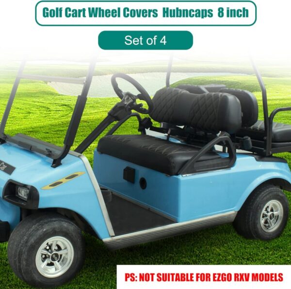 8" SS Silver Golf cart Wheel Covers Hub Caps - Image 2