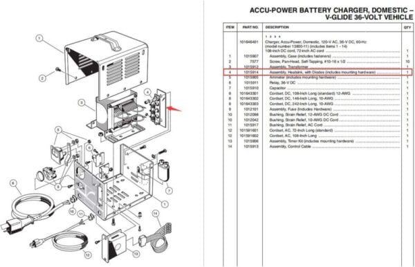 Club Car rectifier with heatsink assembly - Image 2
