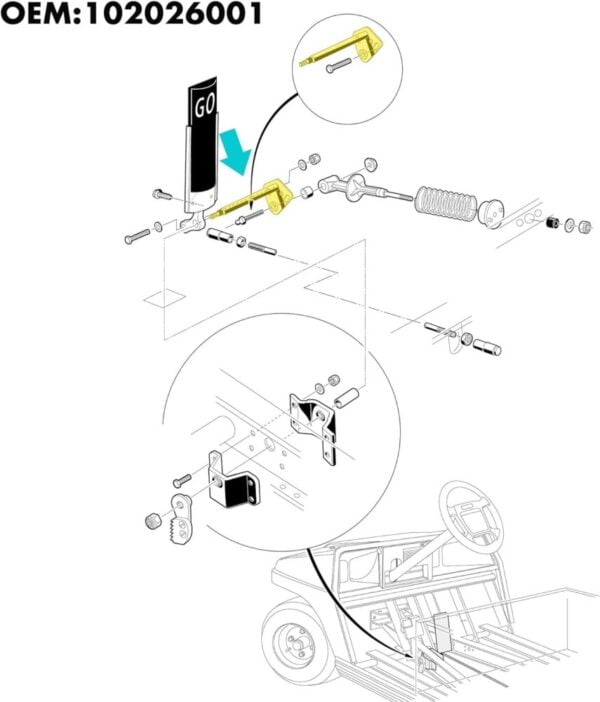 Club Car DS Accelerator Pivot Rod Assembly Kit