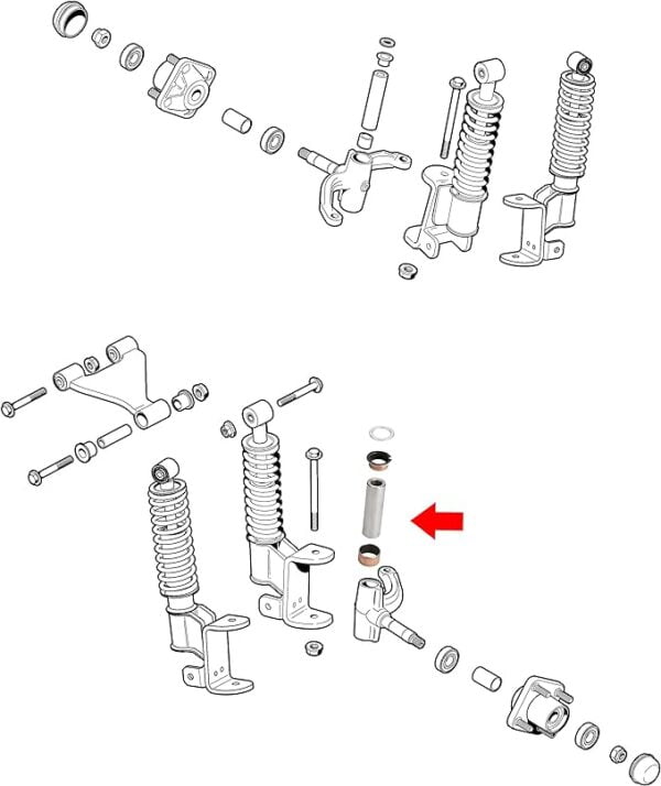 EZGO RXV Spindle King Pin Tubes and Bushing Kit - Image 4