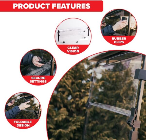 EZGO TXT Golf Cart Folding Windshield - Image 3