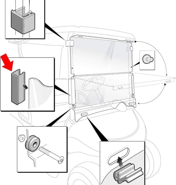 Golf Cart Windshield Sash Retaining Clip - Image 3