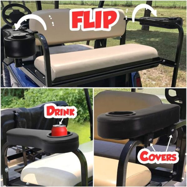 Rear Arm Rest Set with cup holder for Golf Cart