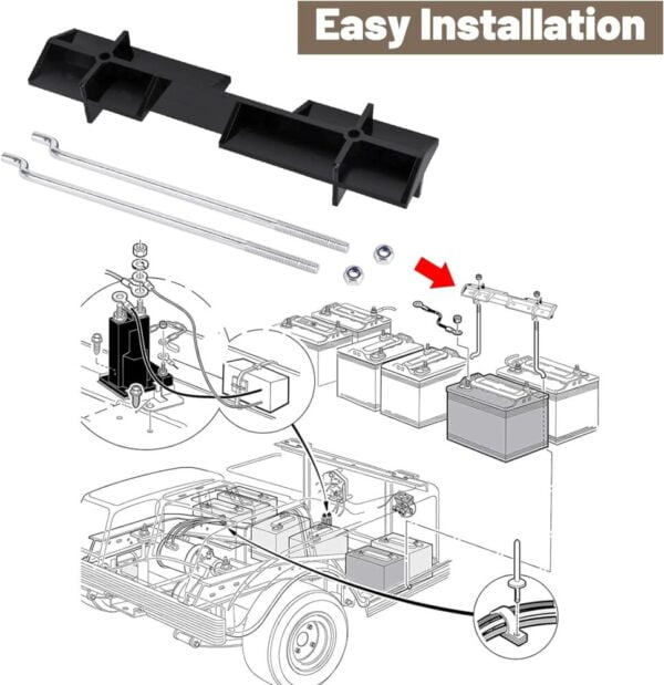 Golf Cart Battery Hold Down Plate with rods kit - Image 2